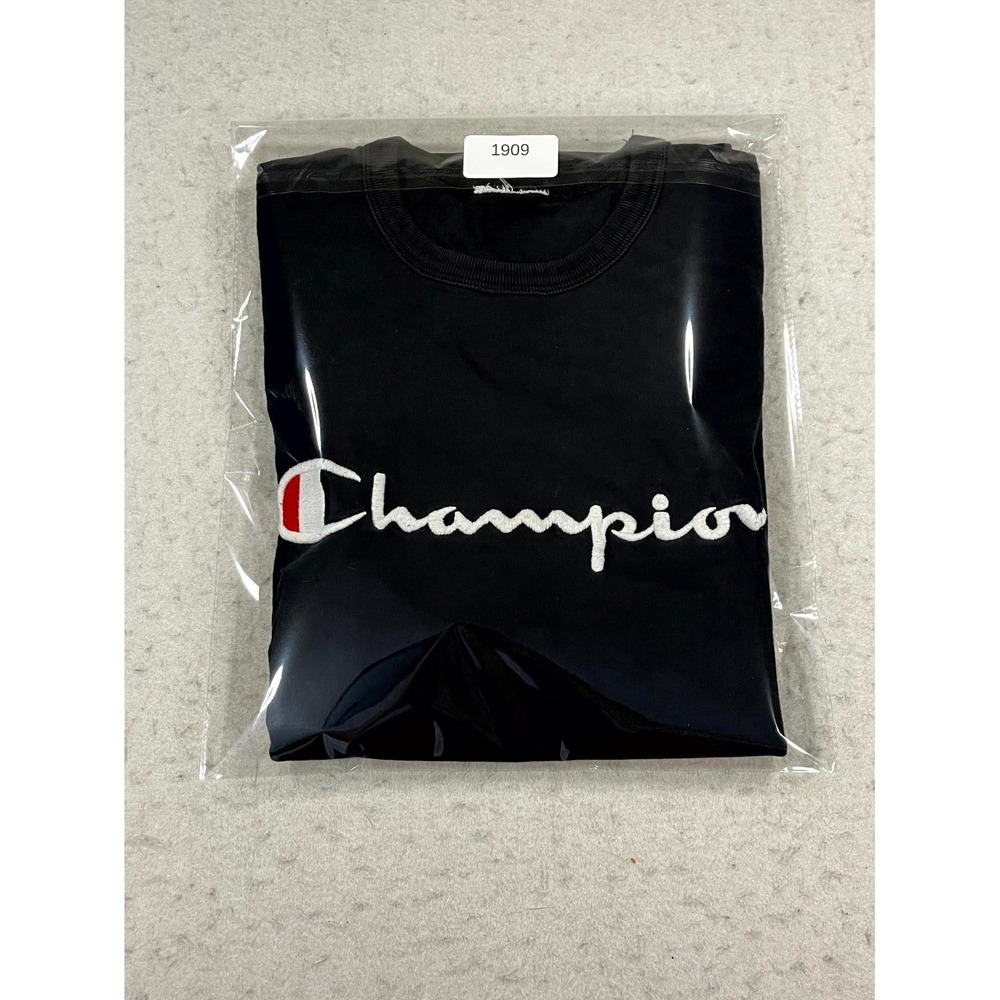 Y2K Champion T Shirt Men Small Black Embroidered Spellout Crew Neck Short Sleeve - Picture 9 of 9